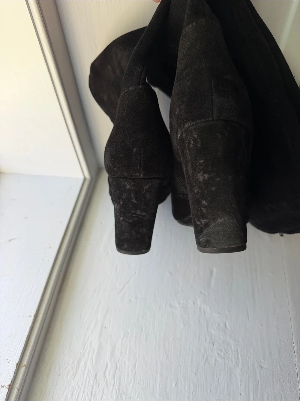 Born Knee High Tall Black Suede Wedge Heel Women’s Boots